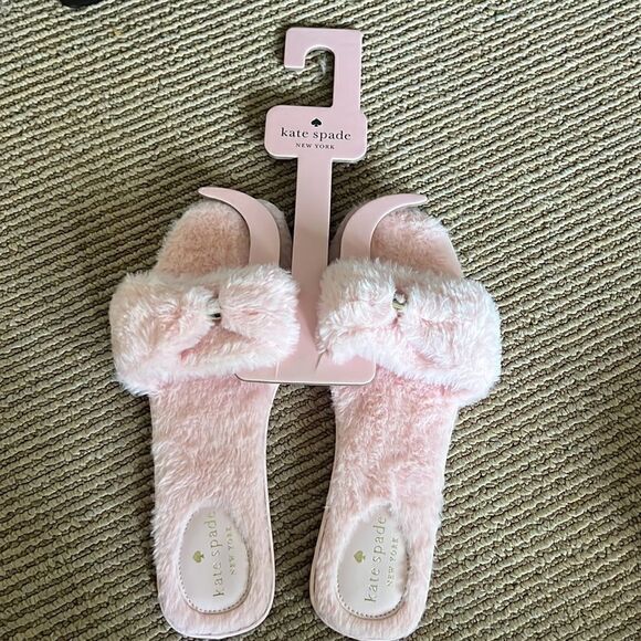 🆕Kate Spade fluffy pink slippers 10 - Picture 2 of 7